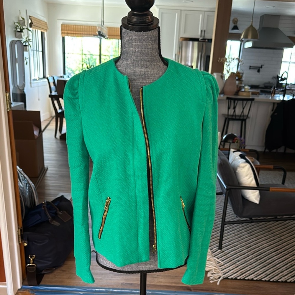 Mango Green Blazer With Structured Design - image 1